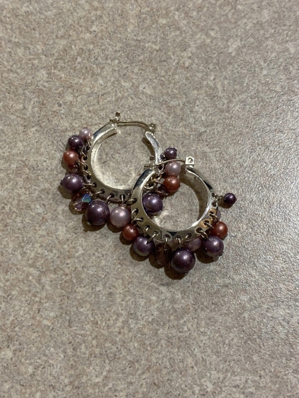Carolee Silver Tone Beaded Hoop Earring With 14k White Gold Post